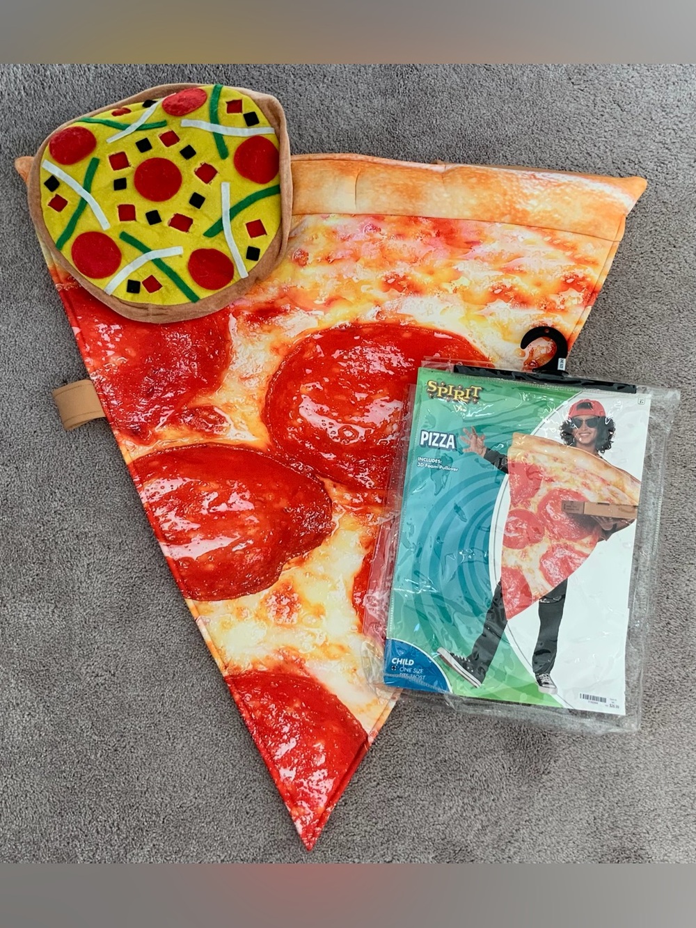 Spirit kids Pizza Slice Costume W/Pizza Hat Bundle Of Two